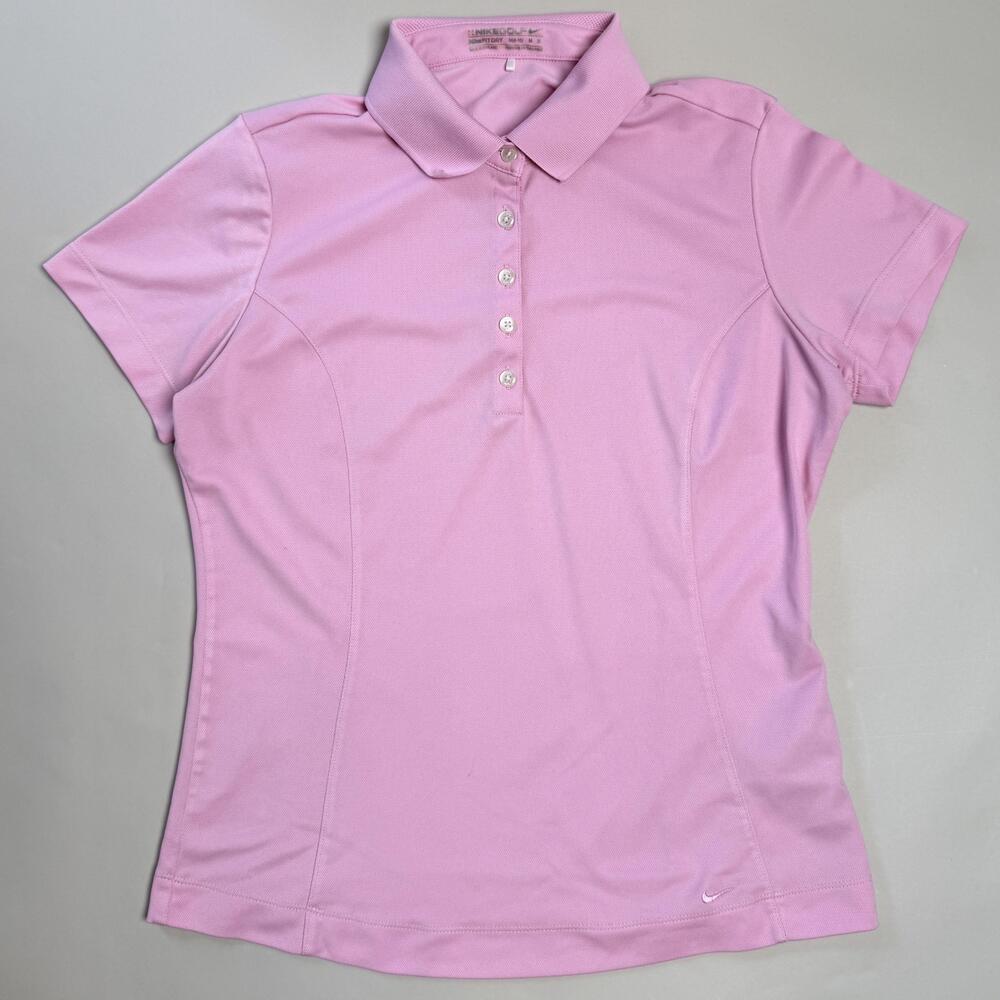 Nike Golf Polo Shirt Womens Medium Pink Fit Dry Short Sleeve Golf Top Activewear